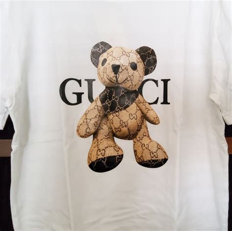 gucci bear white outfit|Gucci teddy bear t shirt.